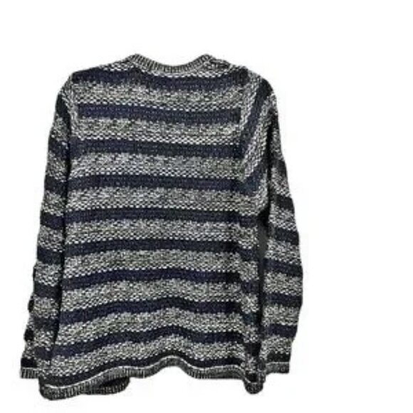 Anthropologie Moth Cardigan Sweater Mademoiselle Navy Boucle Chunky Knit LARGE - Picture 2 of 16